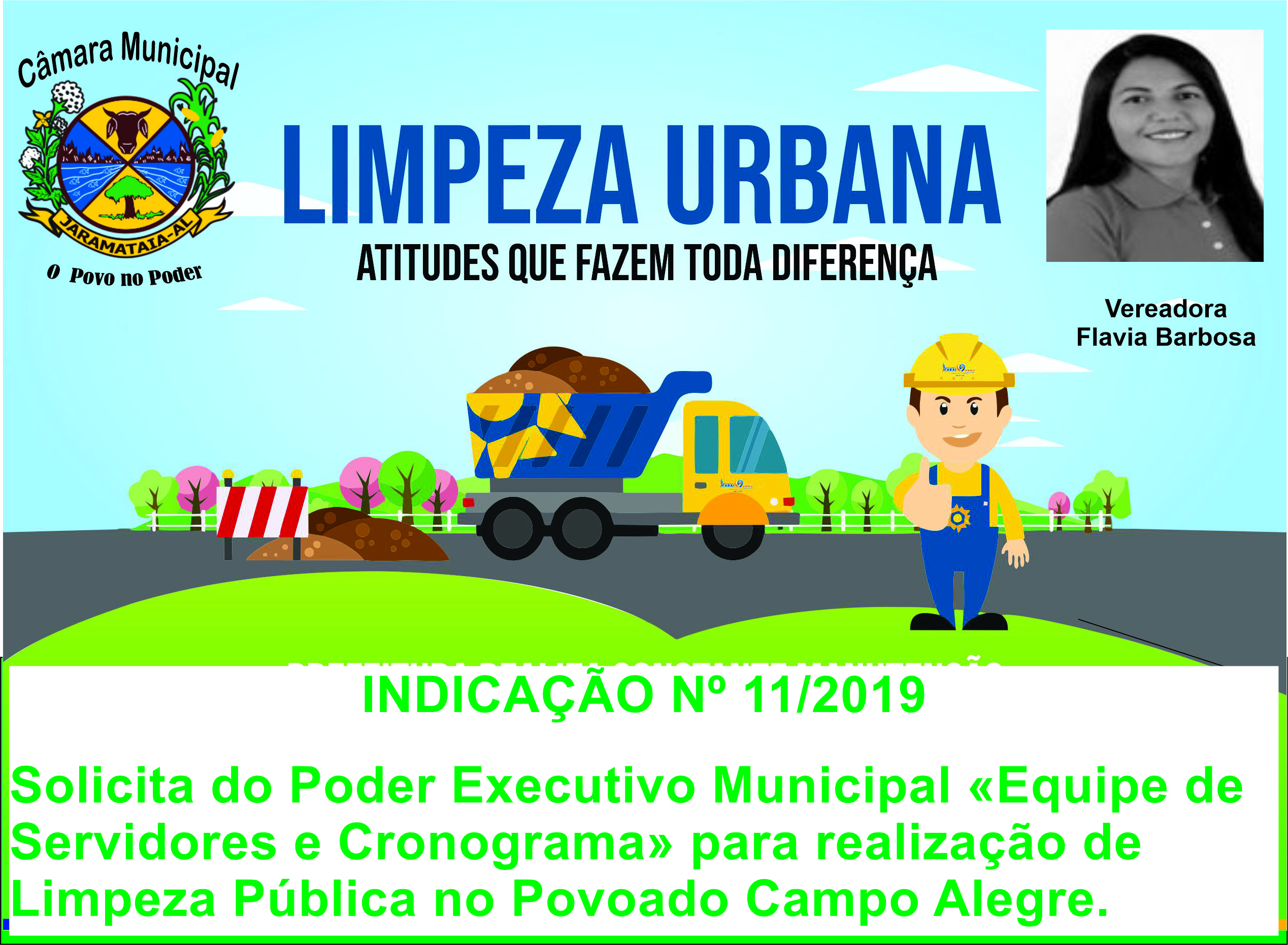 Vereadora Flavia Barbosa reivindica equipe e cronograma para realização da limpeza pública no Povoado Campo Alegre.   